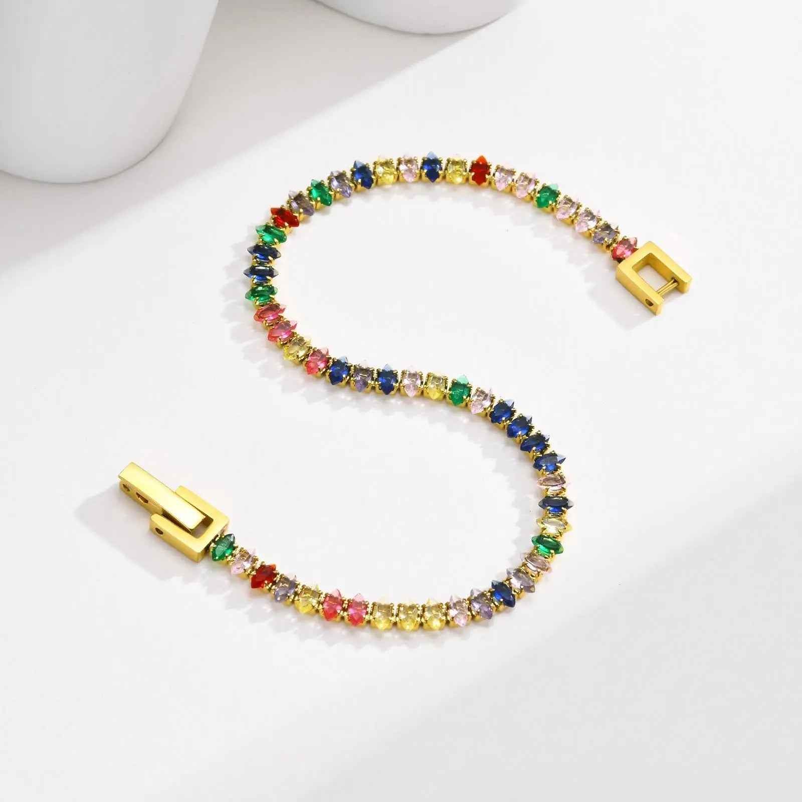 Women's Stainless Steel Rainbow Color Zircon Bracelet - Norellé