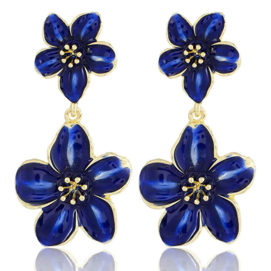 Drop Oil Camellia Earrings Hong Kong Style Retro - Norellé
