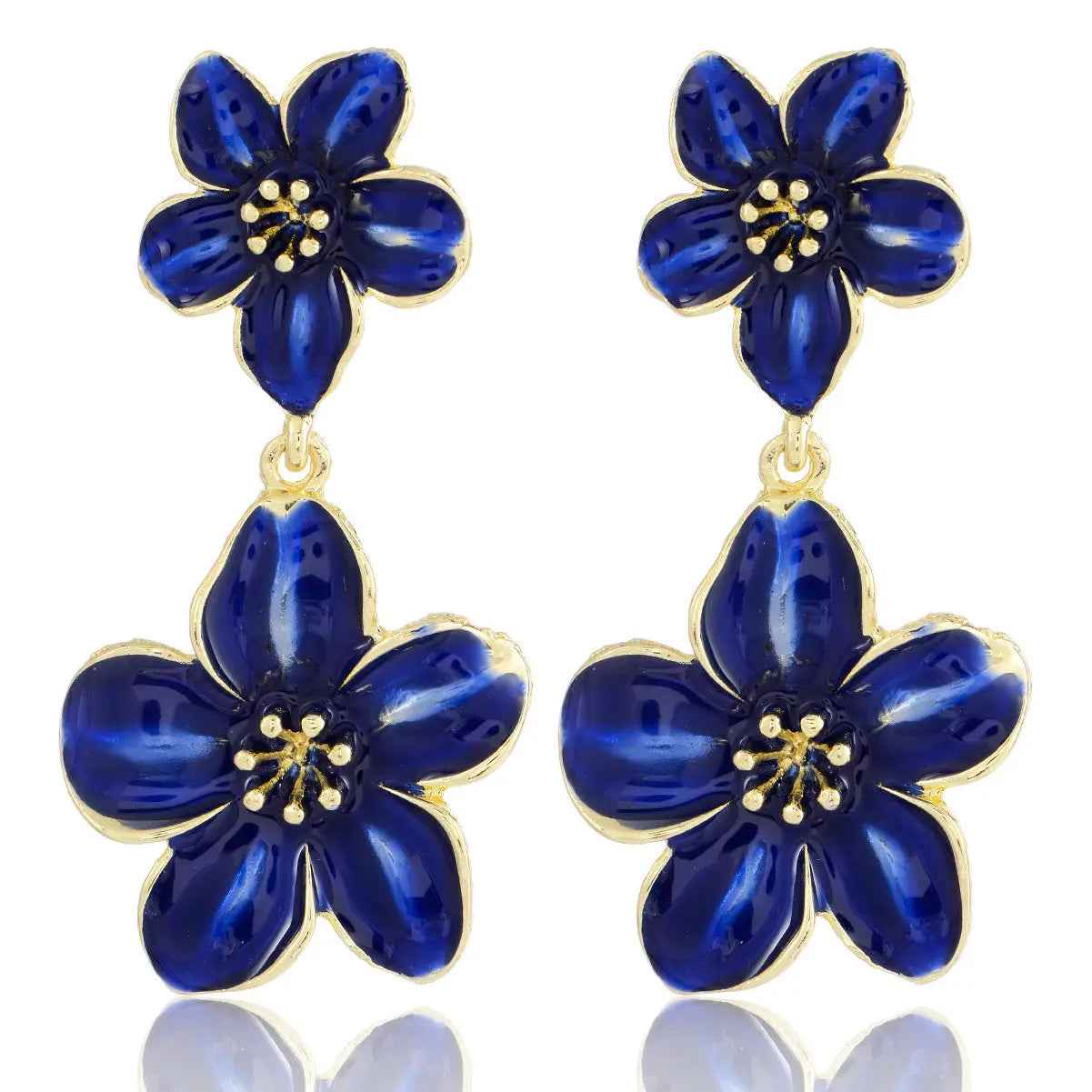 Drop Oil Camellia Earrings Hong Kong Style Retro - Norellé