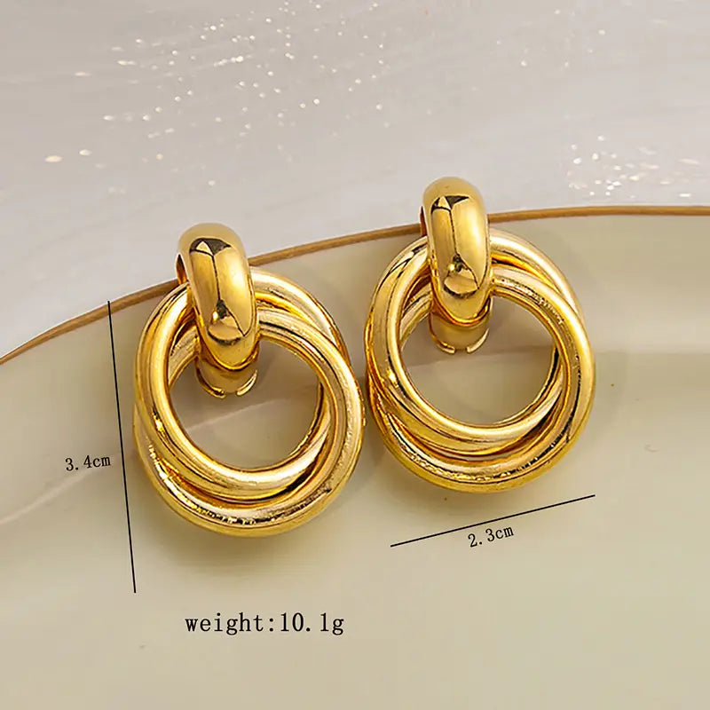 Silver Needle Retro Hoop Earrings