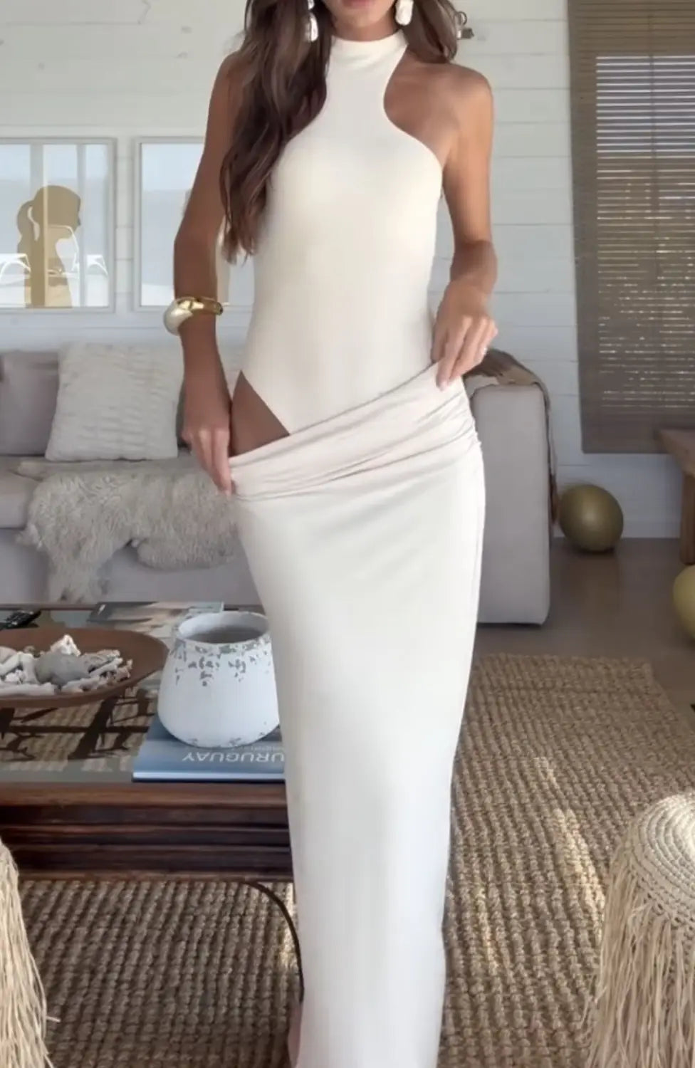 Stitching Graceful And Fashionable Hollow Dress Women