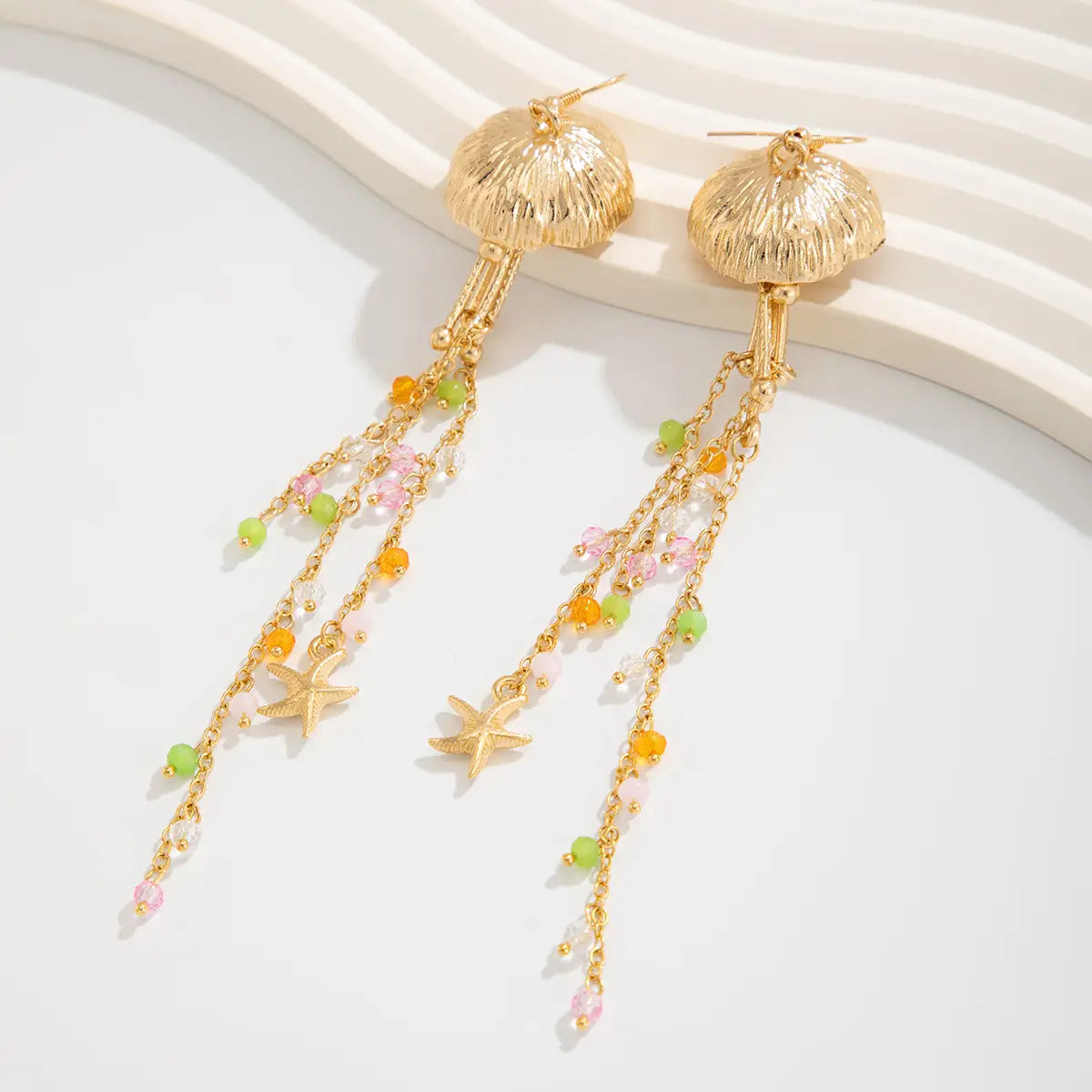 Holiday Beach Starfish Jellyfish Metal Alloy Earrings