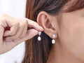 Freshwater Pearl Water Drop Pear-shaped Zircon Earrings - Norellé