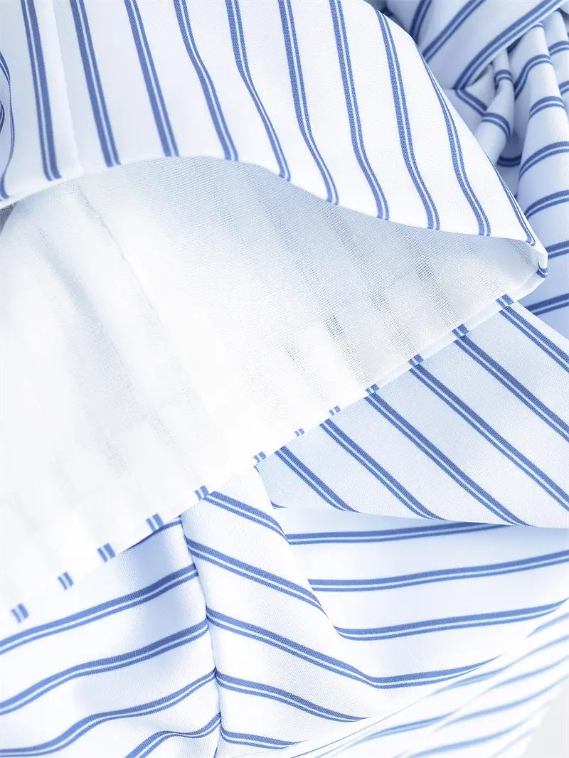 Striped Halter Backless Smocking Sling