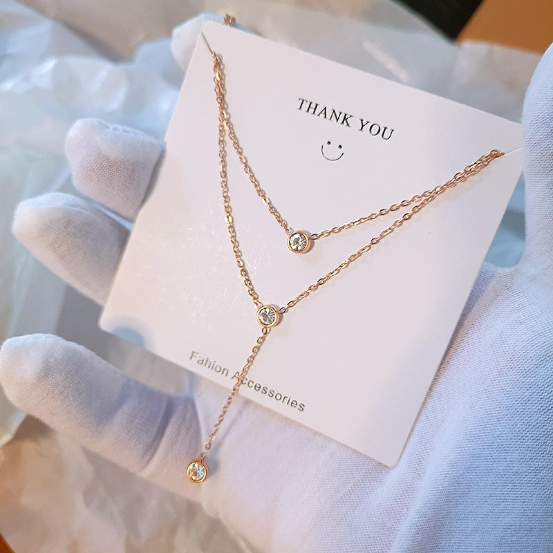 Single Diamond Zircon Tassel Titanium Steel Necklace For Women - Norellé