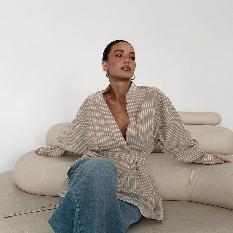 Female Simple All-match Long Sleeves Tied Top - electronic accessories