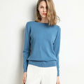 Female Slim O-neck Pullover Cashmere Wool Blending Sweater - S / Blue - Sweaters & Hoodies