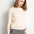 Female Slim O-neck Pullover Cashmere Wool Blending Sweater - Sweaters & Hoodies