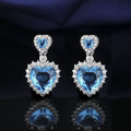 European And American Aquamarine Colored Gems Necklace Ear Stud Ring Women's - Norellé