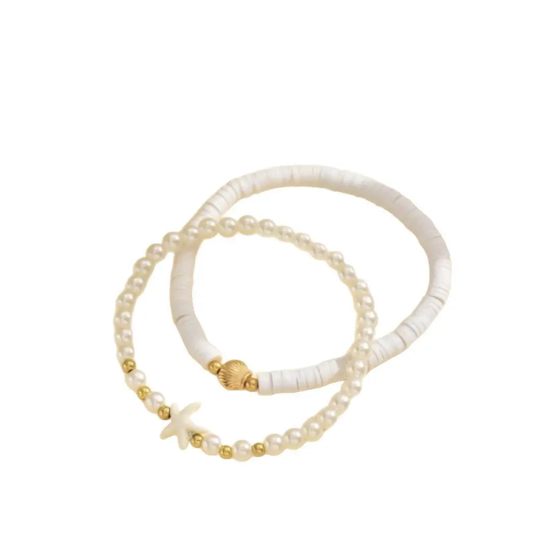 Five-pointed Star Pearl Twin Anklet - AF733 - electronic accessories