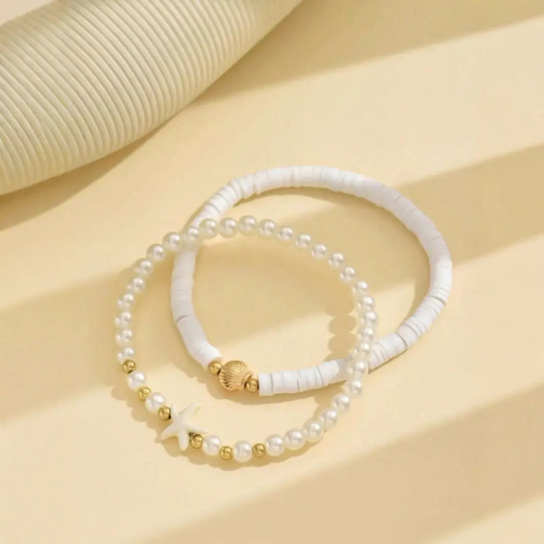 Five-pointed Star Pearl Twin Anklet - AF733 - electronic accessories
