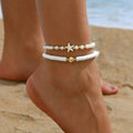 Five-pointed Star Pearl Twin Anklet - AF733 - electronic accessories