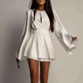 Flare Sleeve Backless Hollow Bow Dress