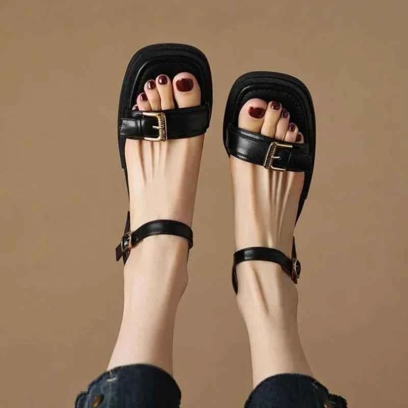 Flat Leather Sandals For Woman