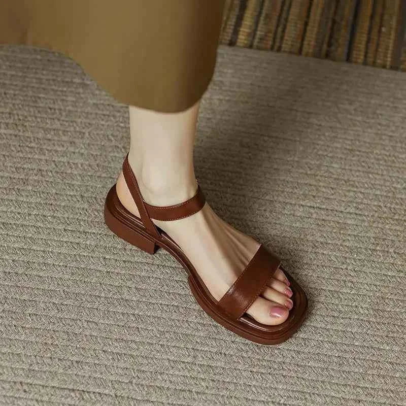 Flat Leather Sandals For Woman