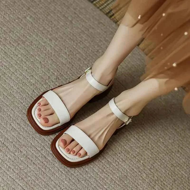 Flat Leather Sandals For Woman
