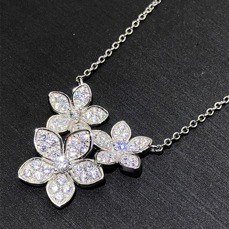 Floral Flower Necklace Elegant Pastoral - XL1201 White Gold Color - electronic accessories