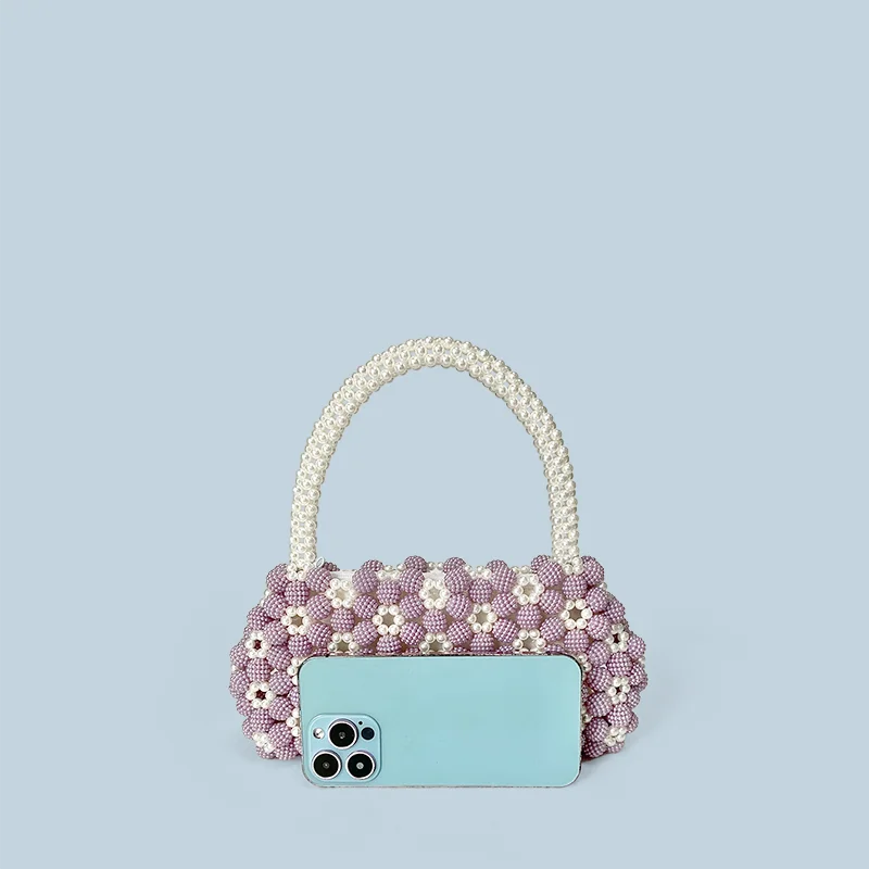 Floral Hand Woven Bag - PURPLE