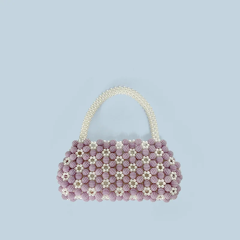Floral Hand Woven Bag - PURPLE