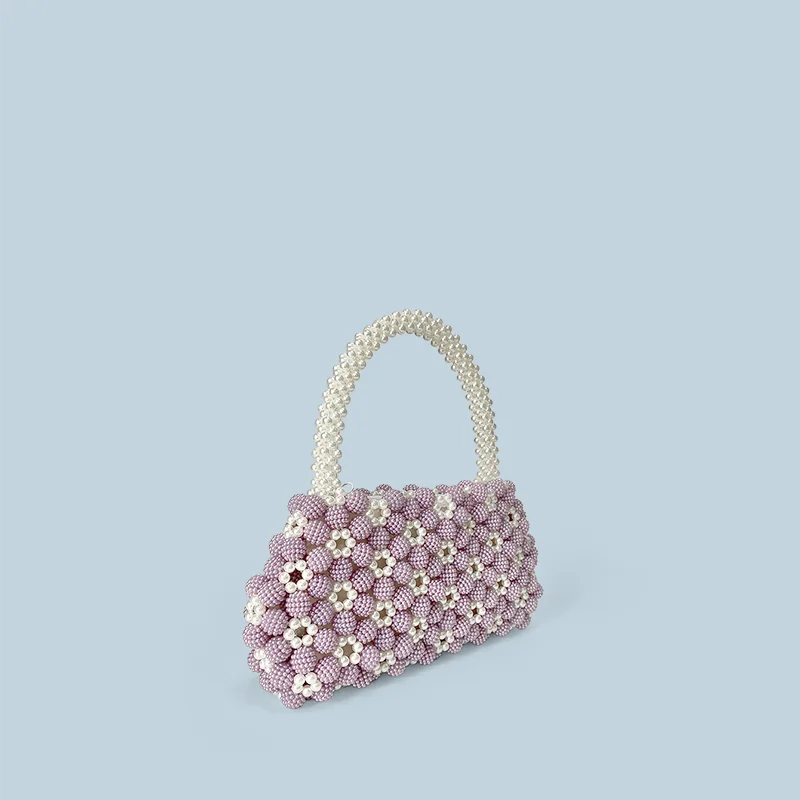 Floral Hand Woven Bag - PURPLE
