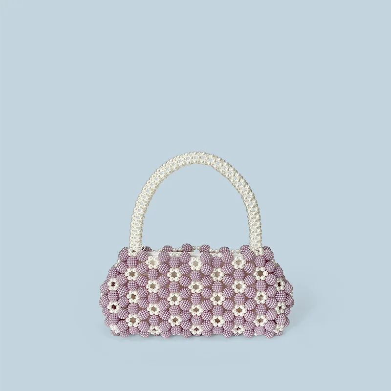 Floral Hand Woven Bag - PURPLE