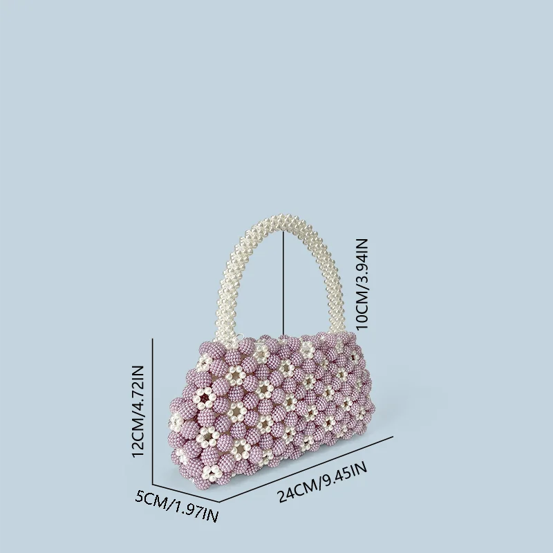 Floral Hand Woven Bag - PURPLE