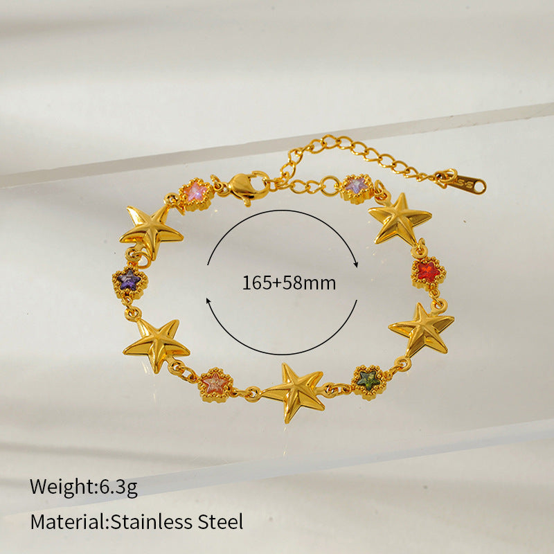 Flower Love Heart Multi-pendant Necklace Stainless Steel Bracelet - CH11904 - electronic accessories