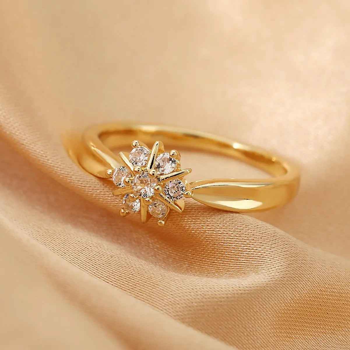 Flower Rhinestone-embedded Personalized Niche Design Shank Ring - electronic accessories