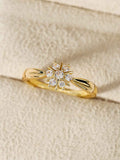Flower Rhinestone-embedded Personalized Niche Design Shank Ring - Gold / No 10 - electronic accessories