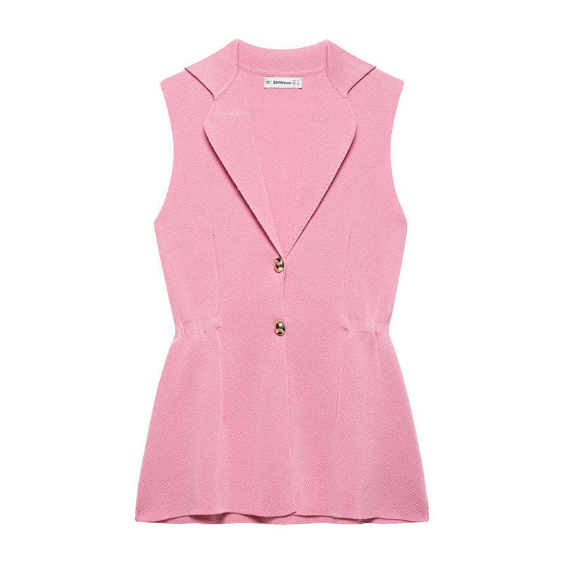 French Design Knitted Vest V-neck - Pink / L - electronic accessories