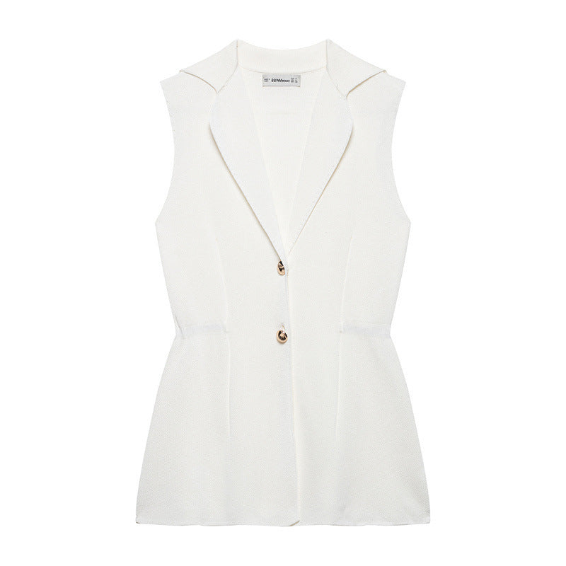 French Design Knitted Vest V-neck - White / L - electronic accessories