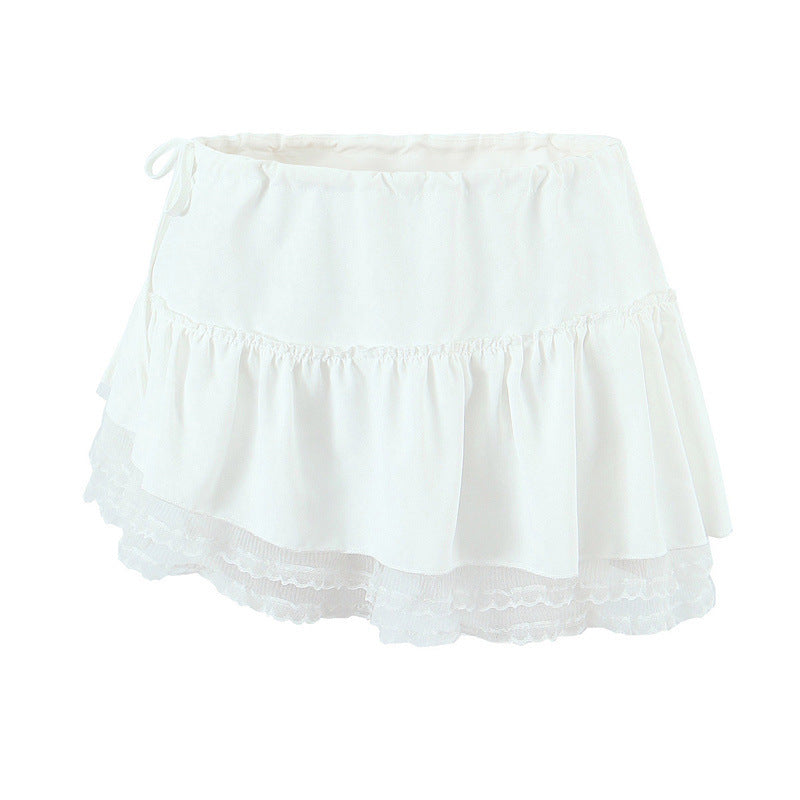 French Elegant Style Casual V-neck Backless Lace Up Halterneck Vest Short Skirt - Other