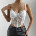 French Lace Underwire Rhomboid Fishbone Crop Top Backless - Other