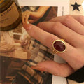 French Minority Design Cold Wind Red Agate Ring - Norellé
