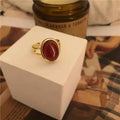 French Minority Design Cold Wind Red Agate Ring - Norellé