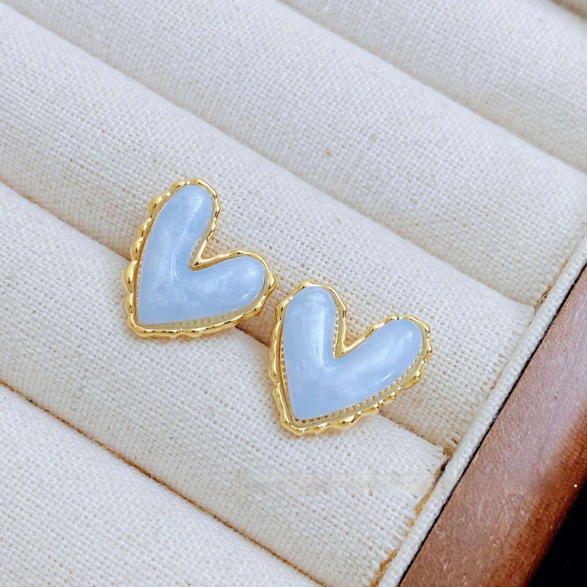 Fruit Color Love Heart Stud Earrings - Blue - electronic accessories