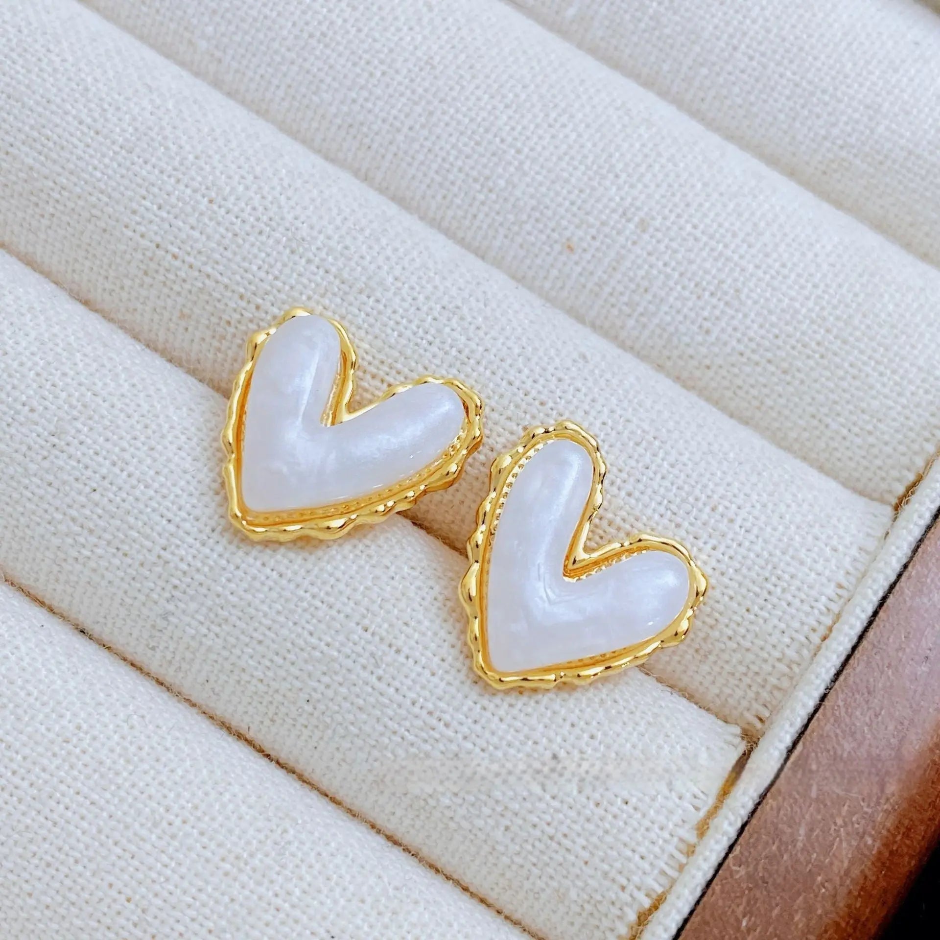 Fruit Color Love Heart Stud Earrings - White - electronic accessories