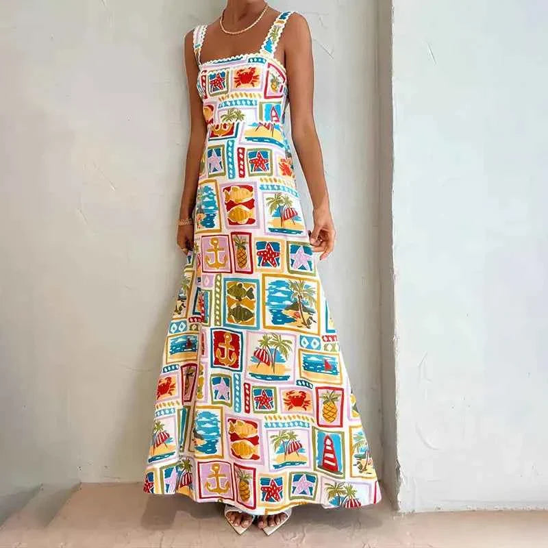 Fruit Plant Print Holiday Women Dress