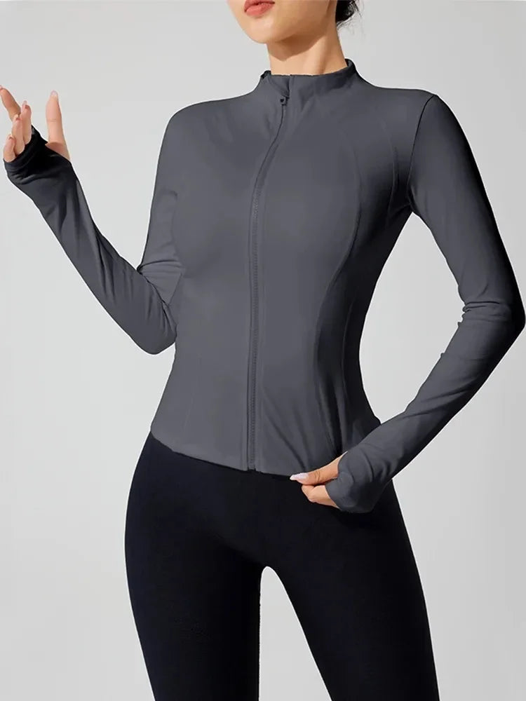 Full Zipper Windproof Winter Outdoor Gym Fitness Coat