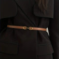 Genuine Leather Classic Oval Buckle Thin Belt