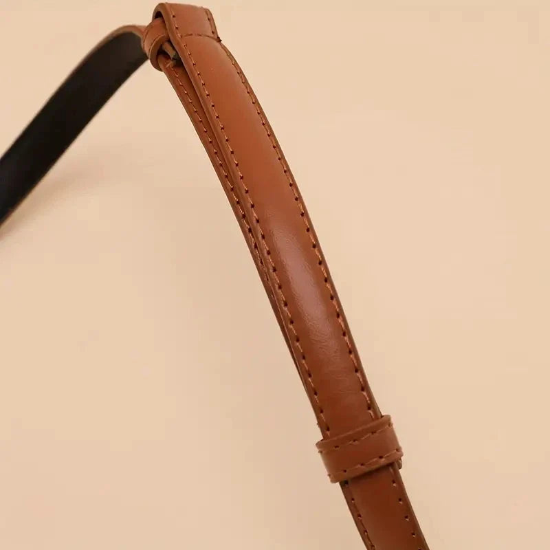 Genuine Leather Classic Oval Buckle Thin Belt
