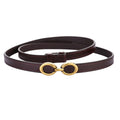 Genuine Leather Classic Oval Buckle Thin Belt - coffee / 100cm