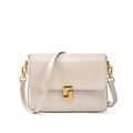 Genuine Leather Women Crossbody Bag - beige