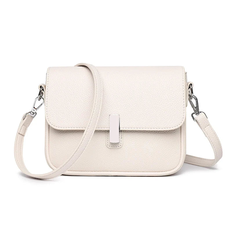 Genuine Leather Women Crossbody Bag - Beige / 21cm 8cm 17cm