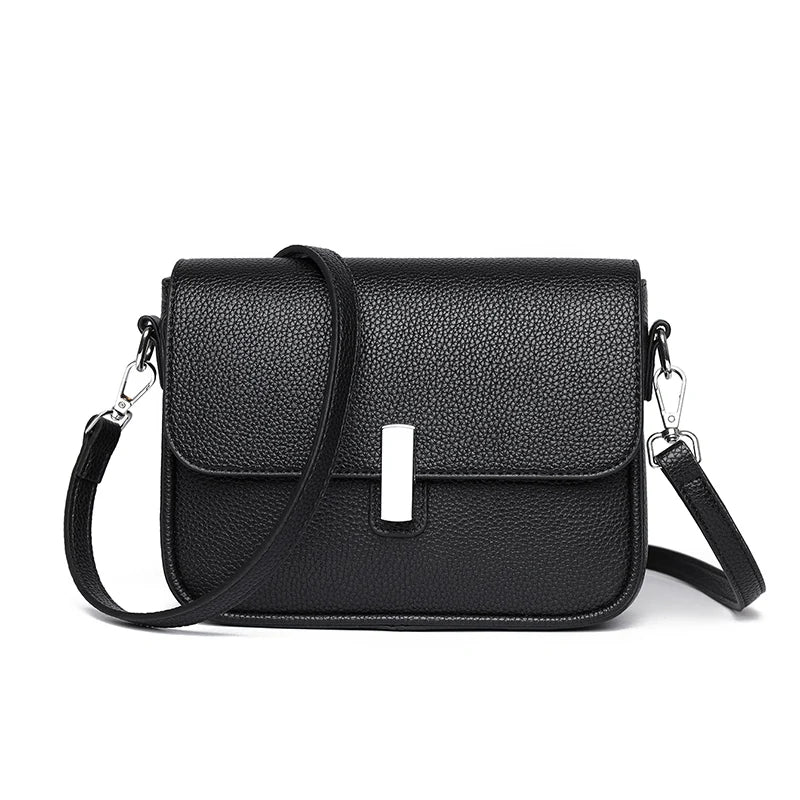 Genuine Leather Women Crossbody Bag - black / 21cm 8cm 17cm