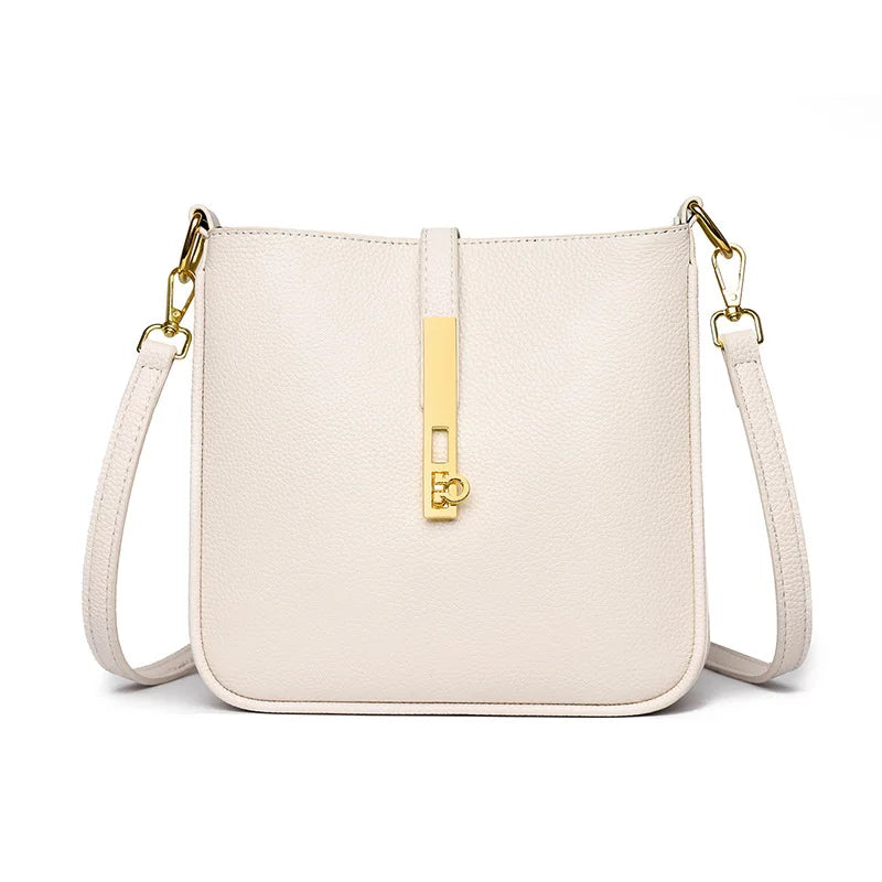 Genuine Leather Women’s Crossbody Bag - white