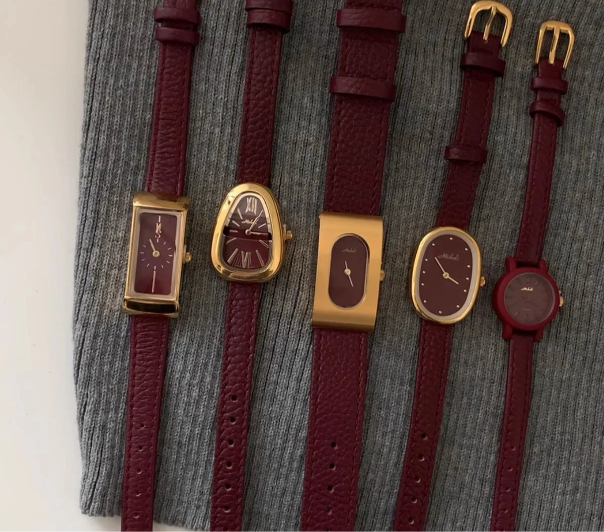 Genuine Leather Women's Red Retro Watch