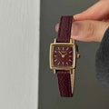 Genuine Leather Women's Red Retro Watch