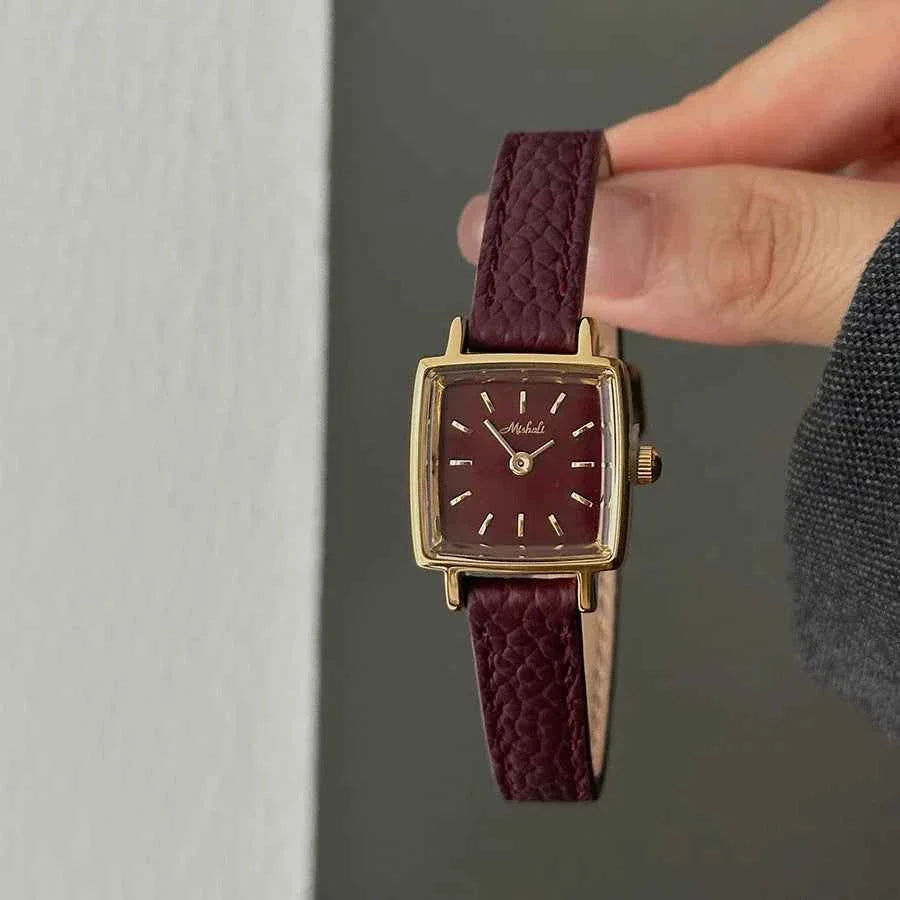 Genuine Leather Women's Red Retro Watch