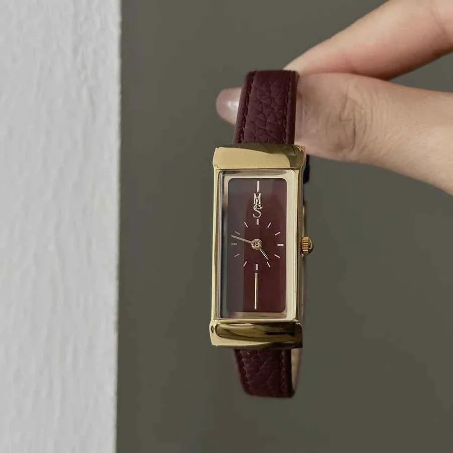 Genuine Leather Women's Red Retro Watch